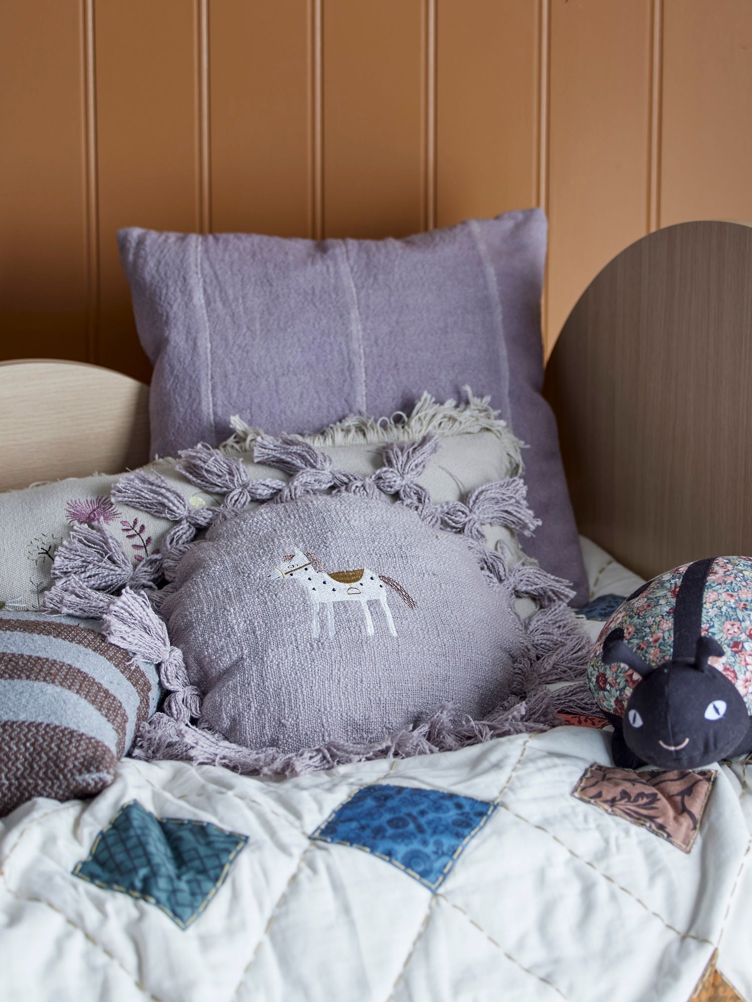 Bloomingville MINI Elinna Cushion, Purple, Cotton