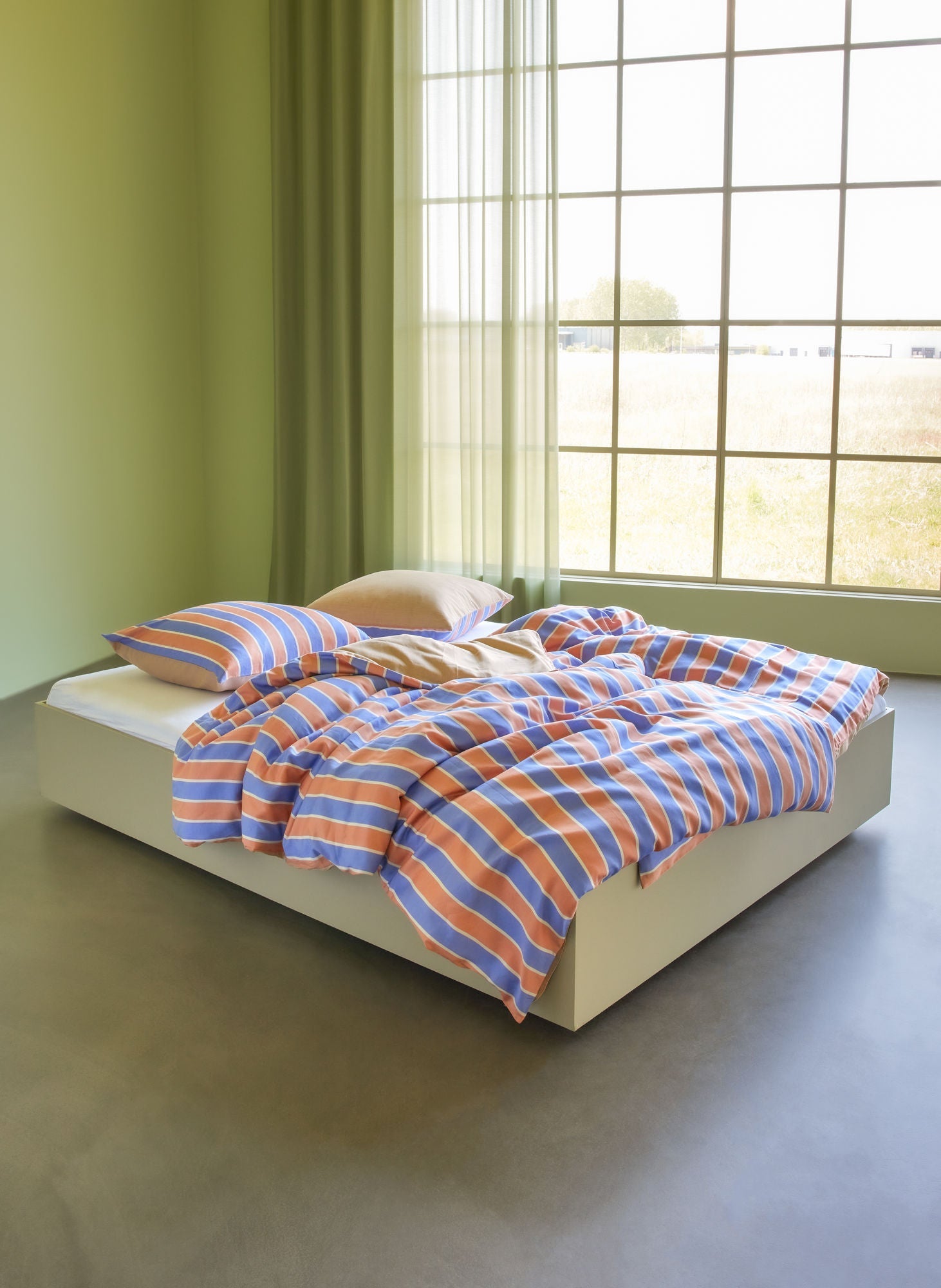 Hübsch Solace Bed Linen 60X63 140X220 Blue/Orange