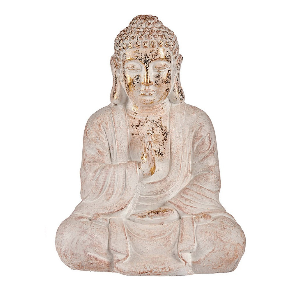 Decorative Garden Figure Buddha White/Gold Polyresin (23,5 x 49 x 36