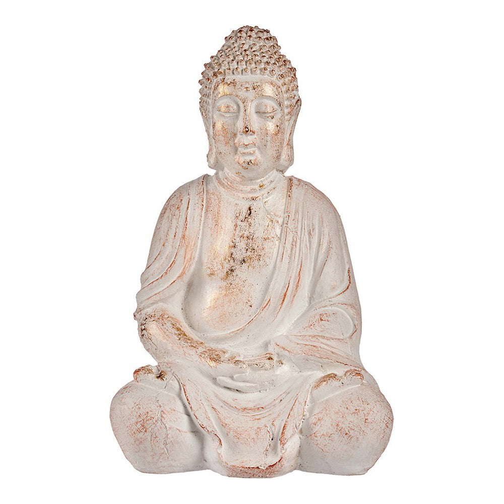 Decorative Garden Figure Buddha White/Gold Polyresin (24,5 x 50 x 31,8