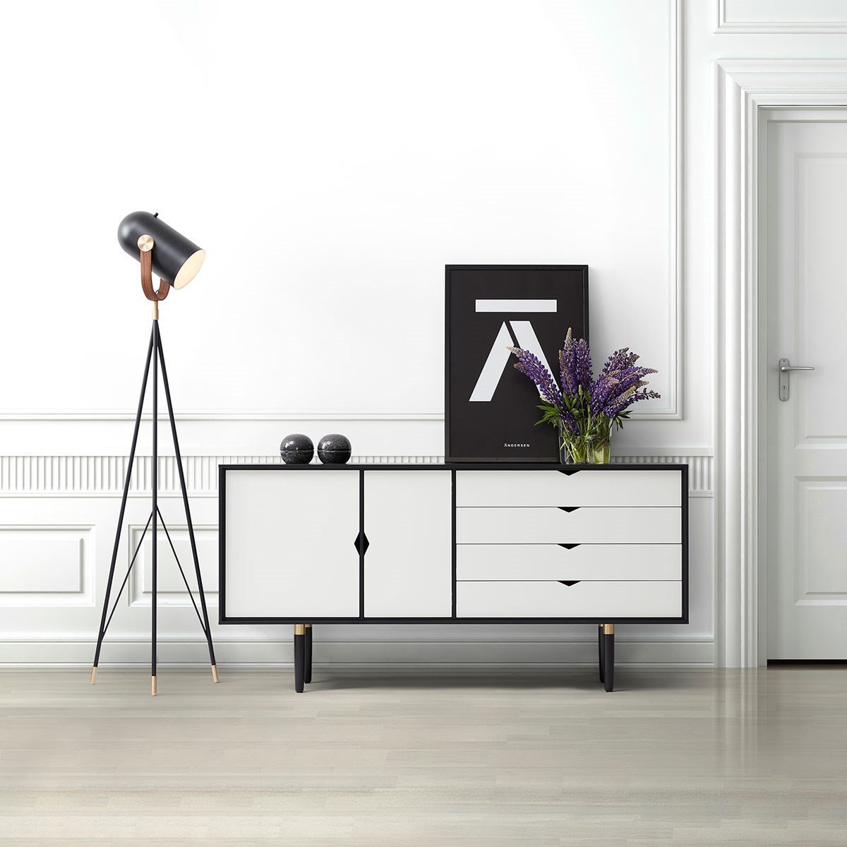 Andersen Furniture S6 Sideboard Sort, Hvid Front