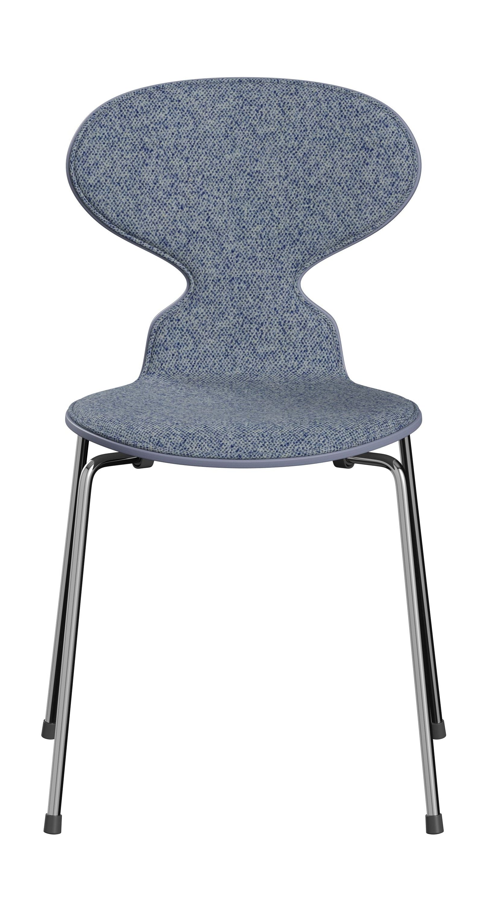 Fritz Hansen 3101 Ant Chair Front Upholstered, Shell: Colored Veneer Lavender Blue, Upholstery: Vanir Textile Light Blue, Base: Steel/Chrome