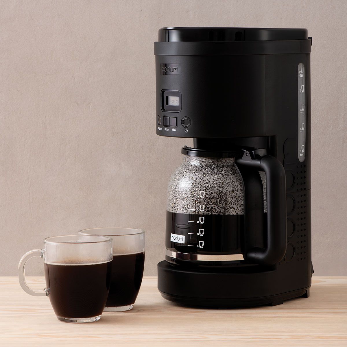 Bodum Bistro Programmerbar Elektrisk Kaffemaskine Med Stålfilter, 12 Kop