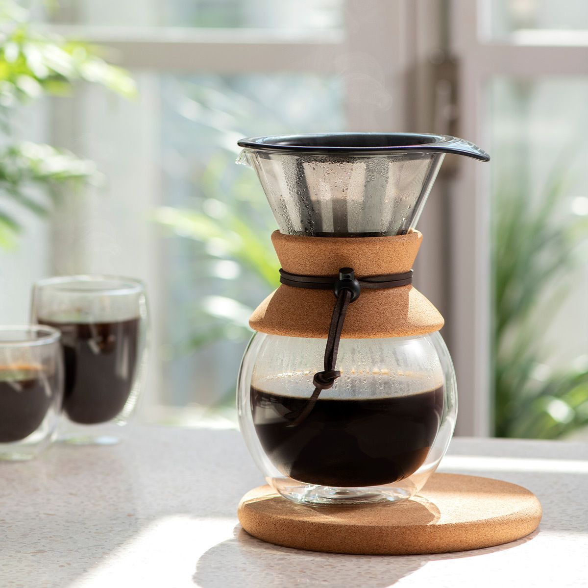 Bodum Pour Over Kaffebrygger Med Filter Dobbeltvægget Cork, 8 Kop