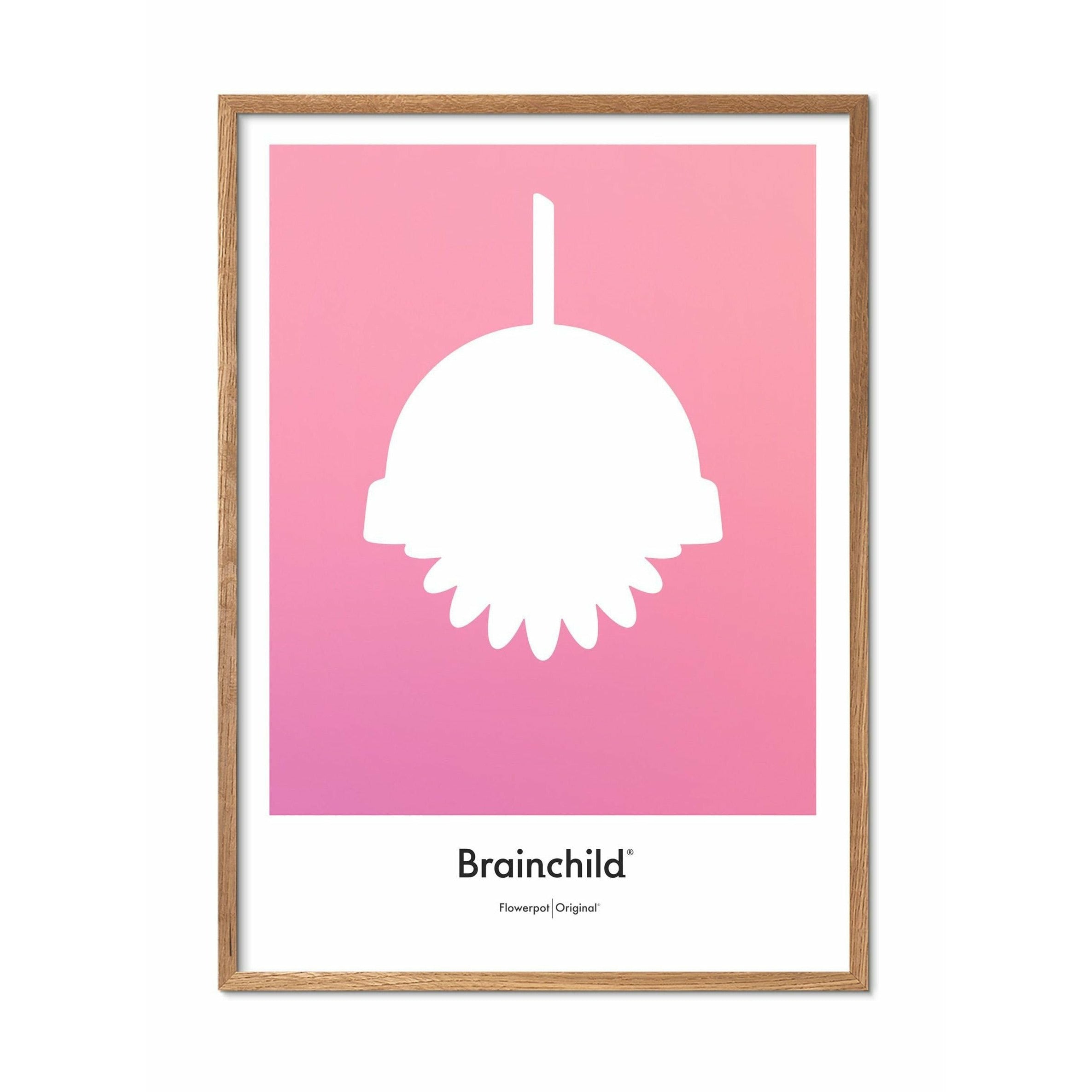 Brainchild Flowerpot Designikon Plakat, Ramme I Lyst Træ 70X100 Cm, Rosa