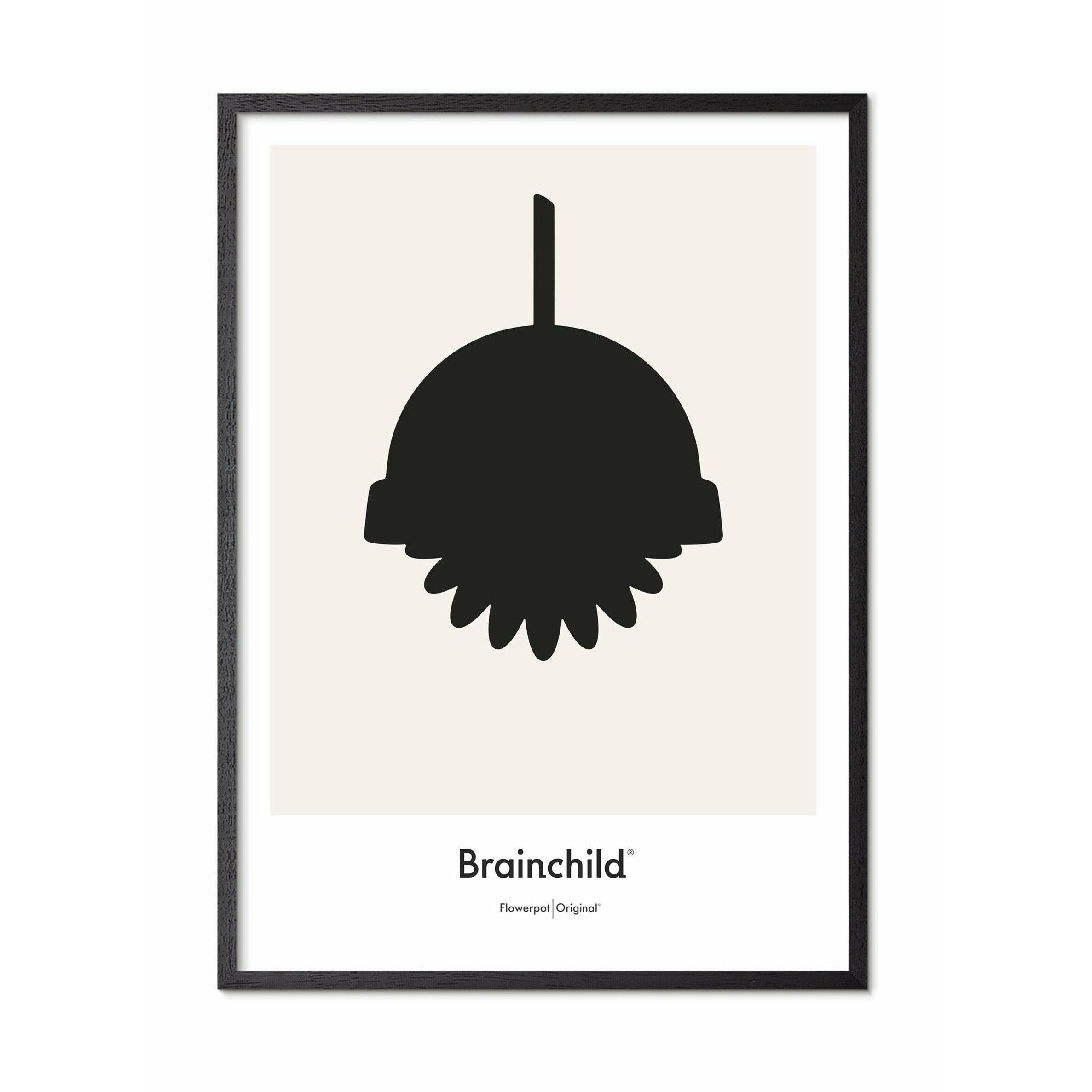 Brainchild Flowerpot Designikon Plakat, Ramme I Sortmalet Træ A5, Grå