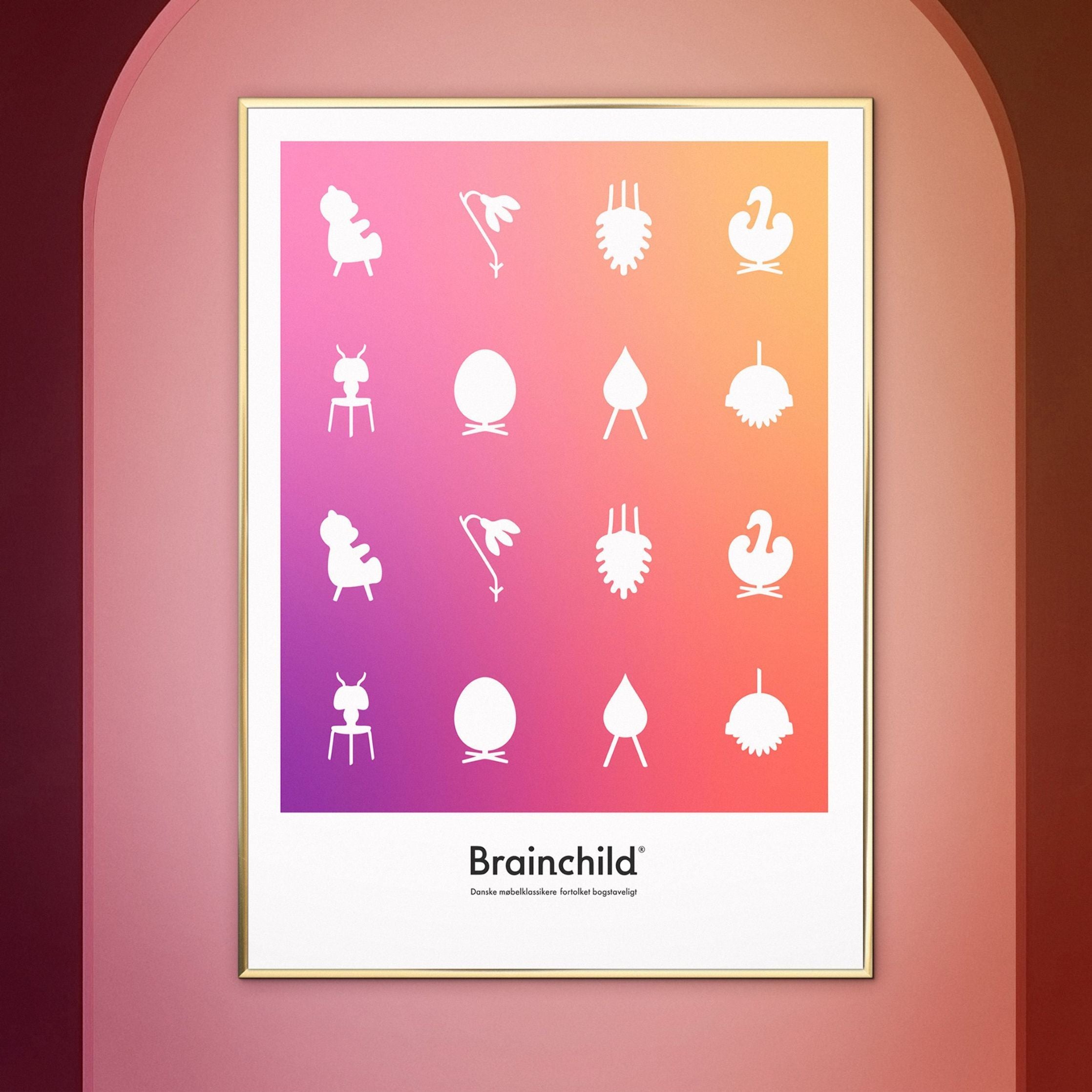 Brainchild Designikon Plakat, Ramme I Lyst Træ A5, Farvetone