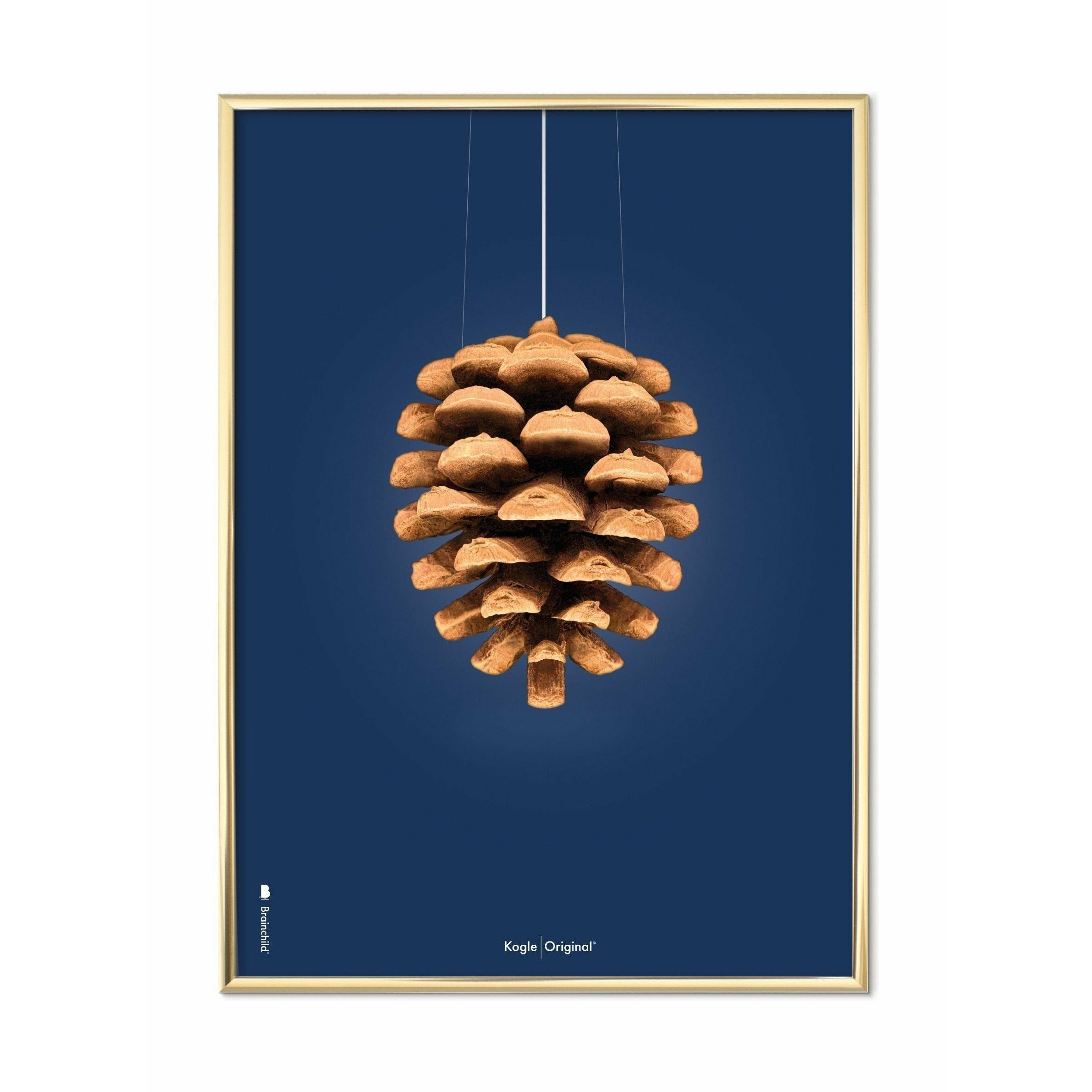 Brainchild Kogle Klassisk Plakat, Messingfarvet Ramme 50X70 Cm, Mørkeblå Baggrund