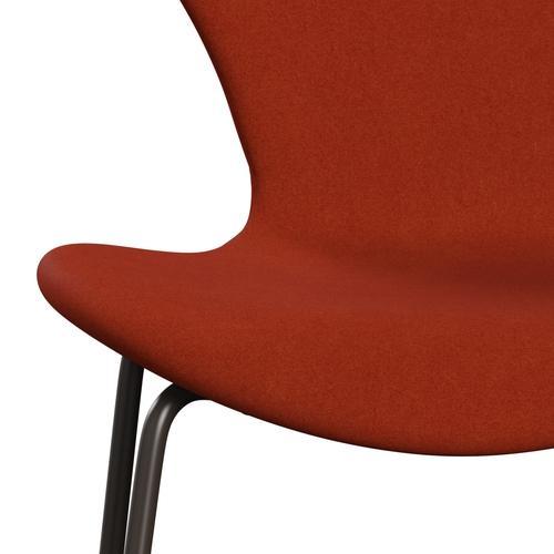 Fritz Hansen 3107 Stol Fuldpolstret, Brown Bronze/Divina Terracotta Rød