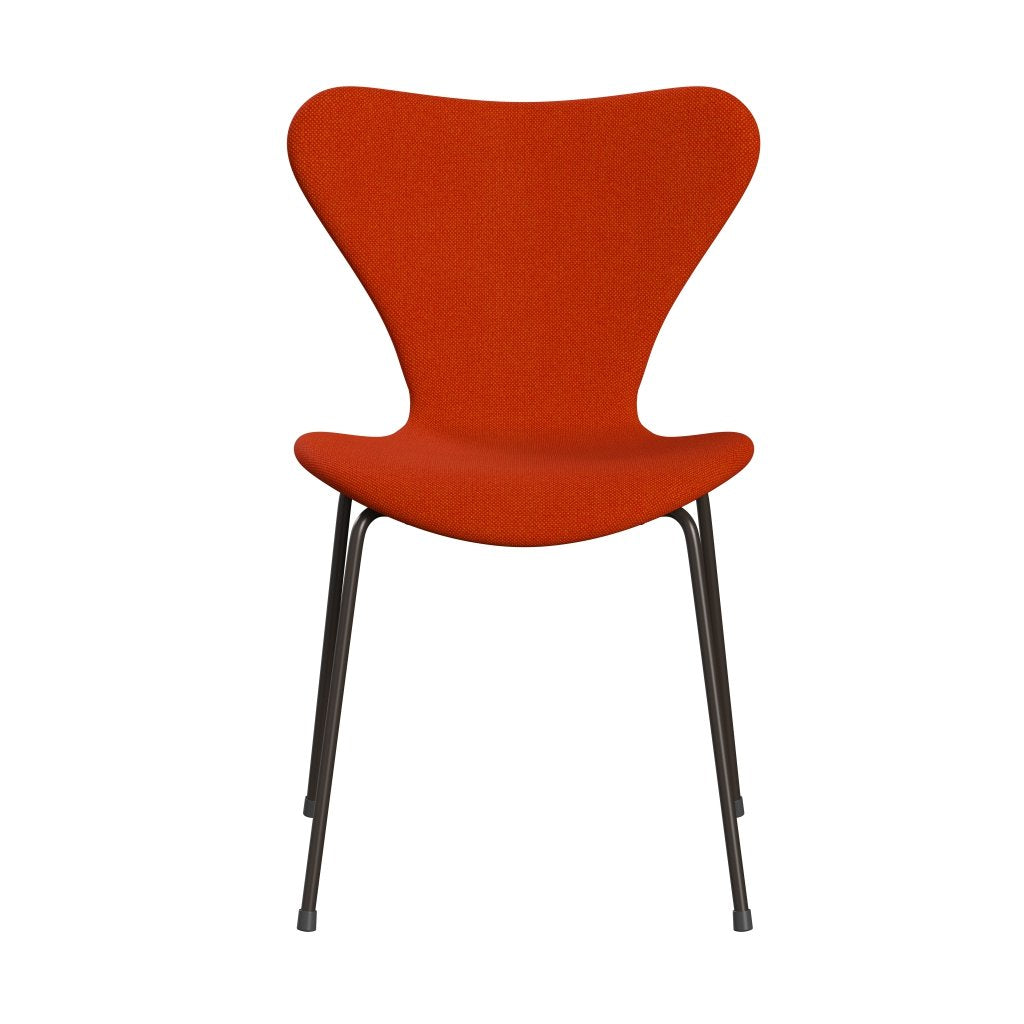 Fritz Hansen 3107 Stol Fuldpolstret, Brown Bronze/Hallingdal Rød/Orange