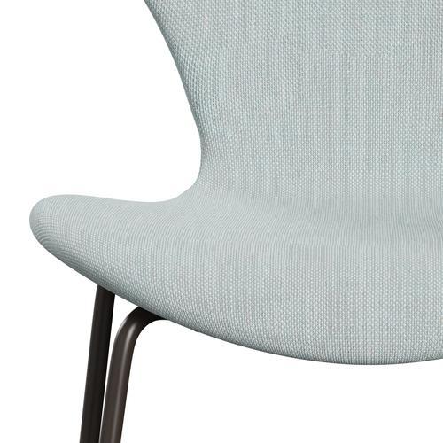 Fritz Hansen 3107 Stol Fuldpolstret, Brown Bronze/Sunniva 2 White/Light Blue