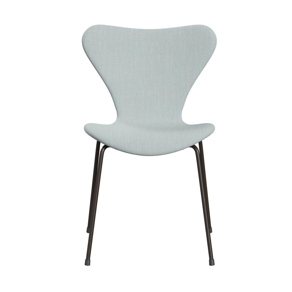 Fritz Hansen 3107 Stol Fuldpolstret, Brown Bronze/Sunniva 2 White/Light Blue