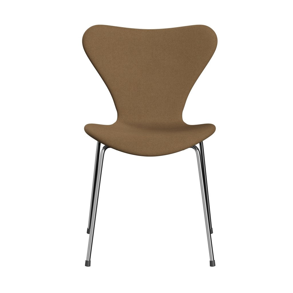 Fritz Hansen 3107 Stol Fuldpolstret, Forkromet Stål/Comfort Lys Gråbrun