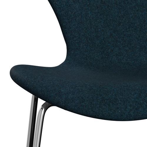 Fritz Hansen 3107 Stol Fuldpolstret, Forkromet Stål/Divina Md Darkpetrol