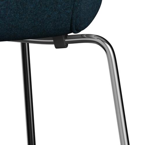 Fritz Hansen 3107 Stol Fuldpolstret, Forkromet Stål/Divina Md Darkpetrol