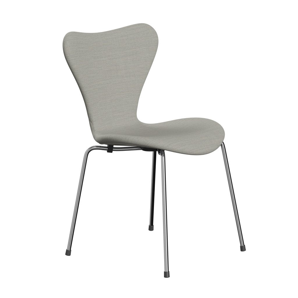 Fritz Hansen 3107 Stol Fuldpolstret, Forkromet Stål/Fiord Beige/Sten