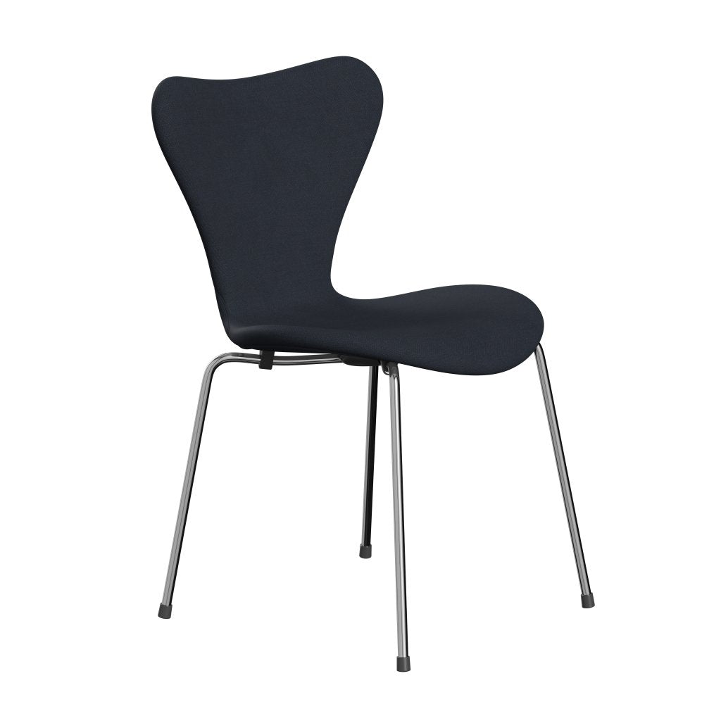 Fritz Hansen 3107 Stol Fuldpolstret, Forkromet Stål/Fiord Midnight Blue