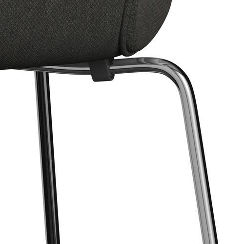 Fritz Hansen 3107 Stol Fuldpolstret, Forkromet Stål/Fiord Sort/Brun