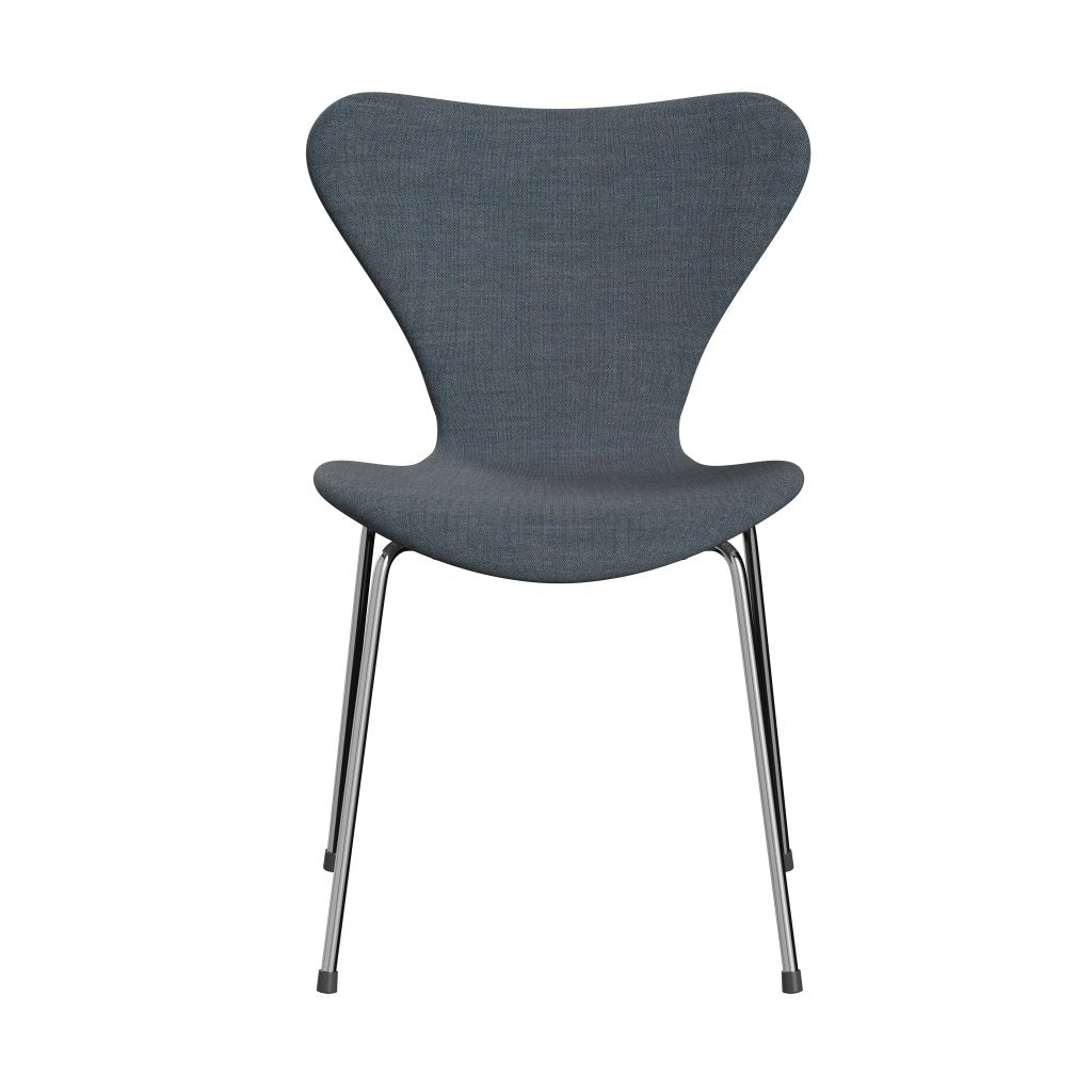 Fritz Hansen 3107 Stol Fuldpolstret, Forkromet Stål/Remix Dark Petrol Blue