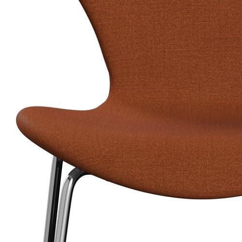 Fritz Hansen 3107 Stol Fuldpolstret, Forkromet Stål/Remix Rust Orange