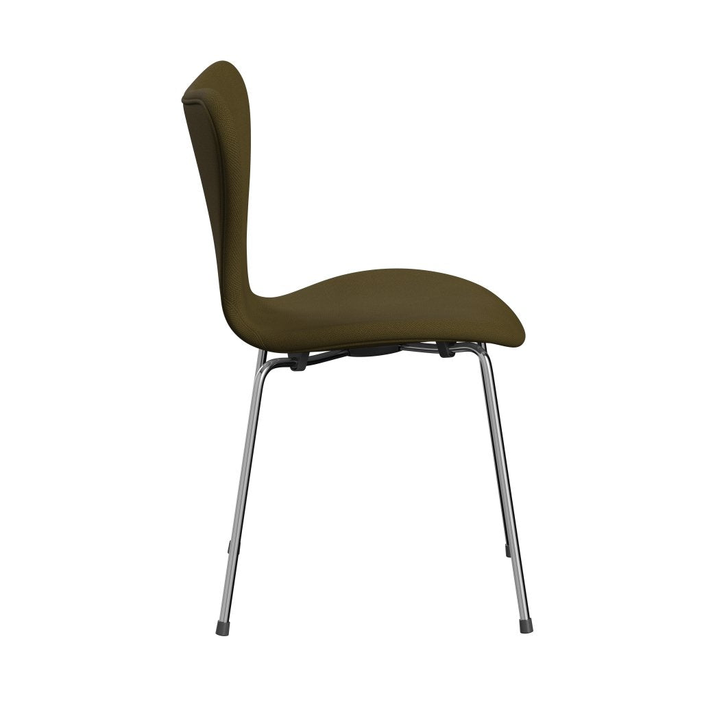 Fritz Hansen 3107 Stol Fuldpolstret, Forkromet Stål/Steelcut Army Green