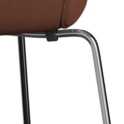 Fritz Hansen 3107 Stol Fuldpolstret, Forkromet Stål/Steelcut Medium Brown