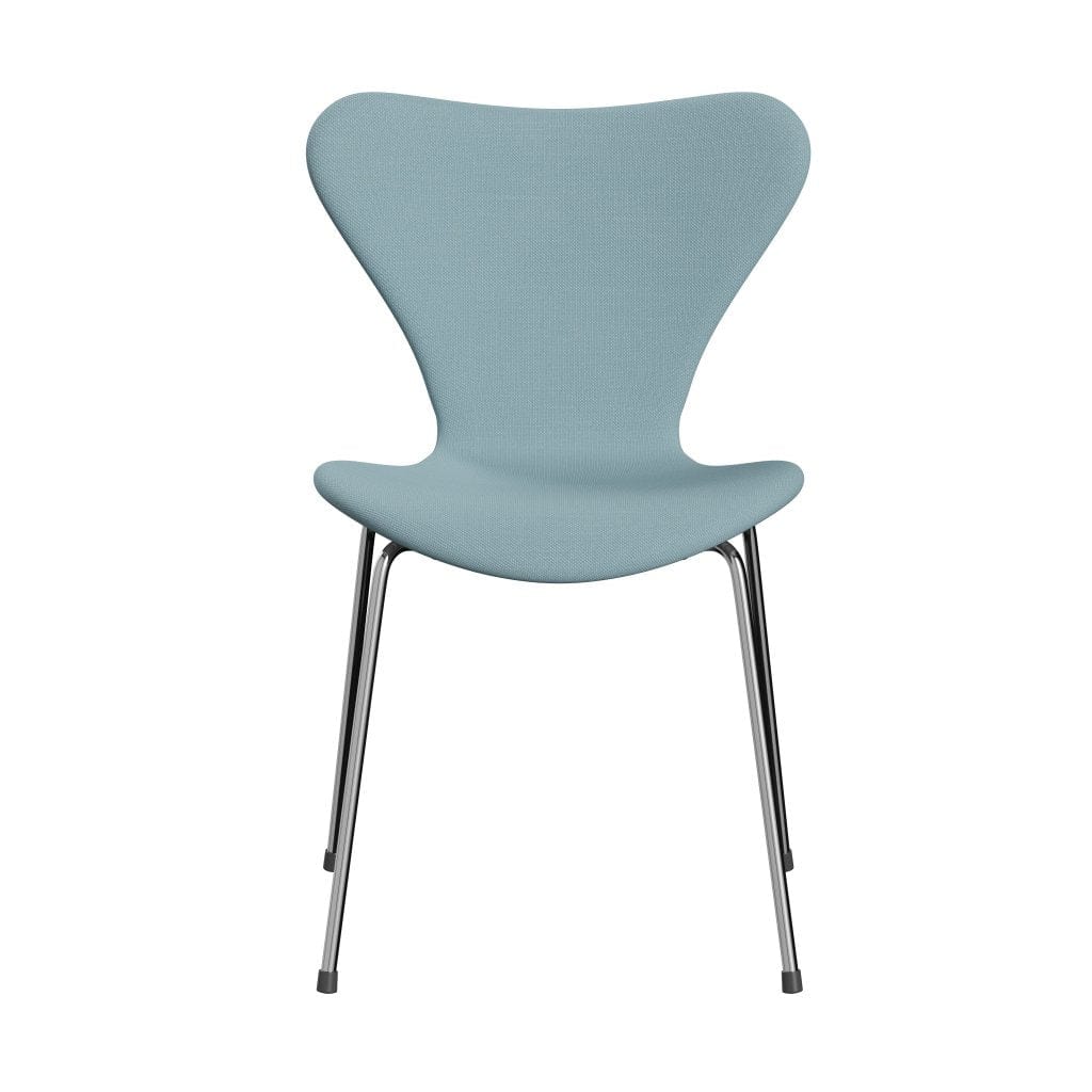 Fritz Hansen 3107 Stol Fuldpolstret, Forkromet Stål/Steelcut Pastel Blå