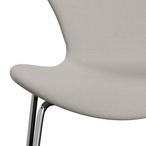 Fritz Hansen 3107 Stol Fuldpolstret, Forkromet Stål/Steelcut Off White