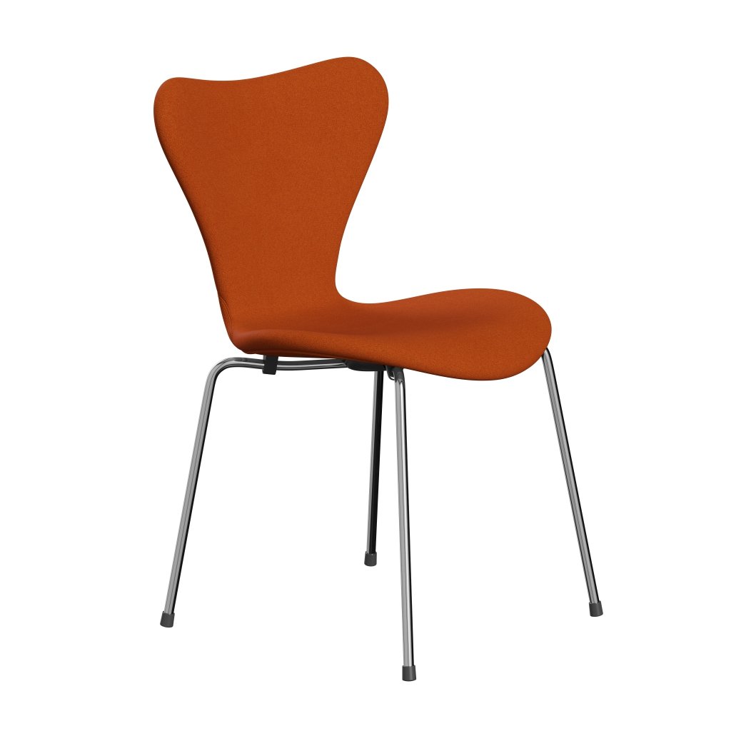 Fritz Hansen 3107 Stol Fuldpolstret, Forkromet Stål/Tonus Orange (Ton605)