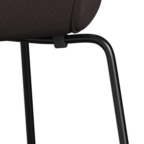 Fritz Hansen 3107 Stol Fuldpolstret, Sort/Steelcut Dark Earth Brown