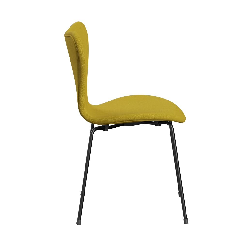 Fritz Hansen 3107 Stol Fuldpolstret, Sort/Steelcut Light Green/Yellow