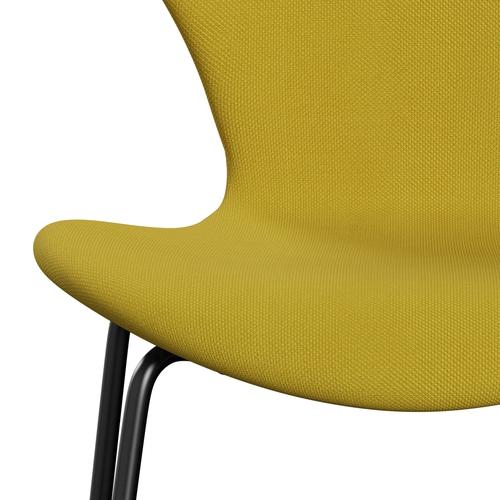 Fritz Hansen 3107 Stol Fuldpolstret, Sort/Steelcut Light Green/Yellow