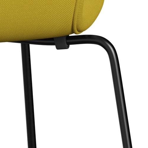 Fritz Hansen 3107 Stol Fuldpolstret, Sort/Steelcut Light Green/Yellow