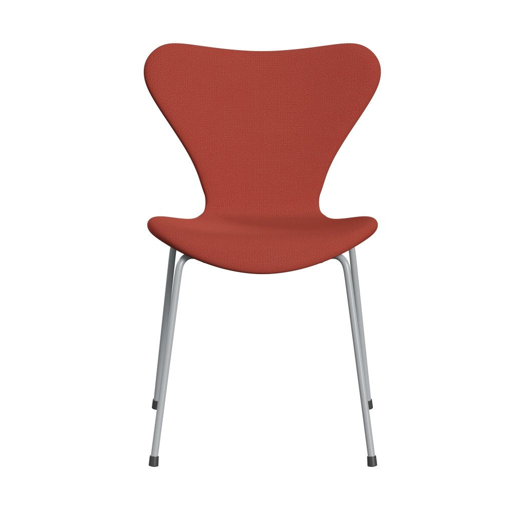 Fritz Hansen 3107 Stol Fuldpolstret, Silver Grey/Capture Mørk Orange