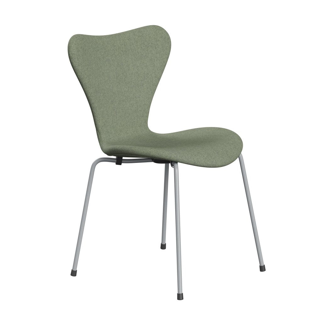 Fritz Hansen 3107 Stol Fuldpolstret, Silver Grey/Divina Melange Lys Grøn