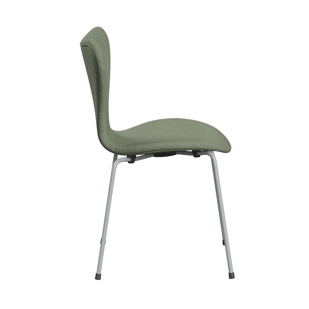 Fritz Hansen 3107 Stol Fuldpolstret, Silver Grey/Divina Melange Lys Grøn