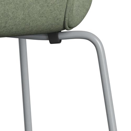 Fritz Hansen 3107 Stol Fuldpolstret, Silver Grey/Divina Melange Lys Grøn