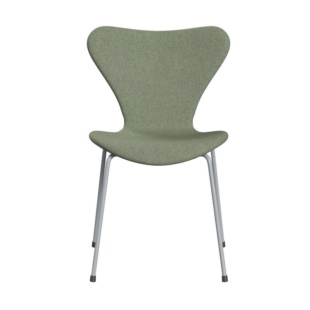 Fritz Hansen 3107 Stol Fuldpolstret, Silver Grey/Divina Melange Lys Grøn