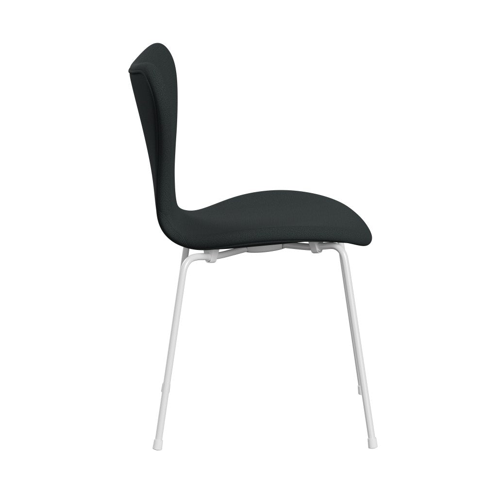 Fritz Hansen 3107 Stol Fuldpolstret, Hvid/Capture Dark Deep Green