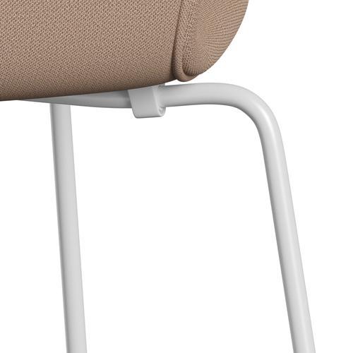 Fritz Hansen 3107 Stol Fuldpolstret, Hvid/Capture Pink Sand