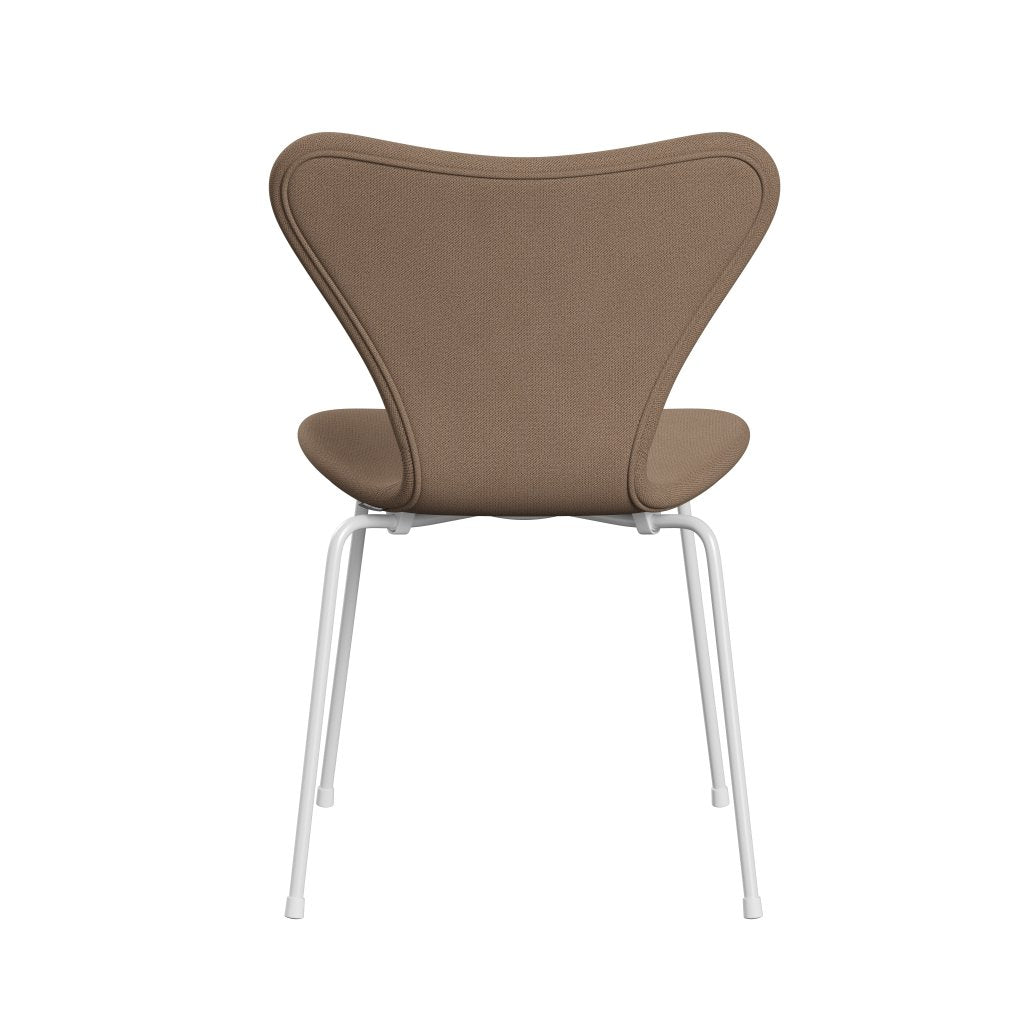 Fritz Hansen 3107 Stol Fuldpolstret, Hvid/Capture Sand/Brown