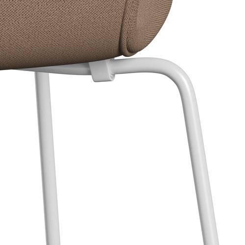 Fritz Hansen 3107 Stol Fuldpolstret, Hvid/Capture Sand/Brown