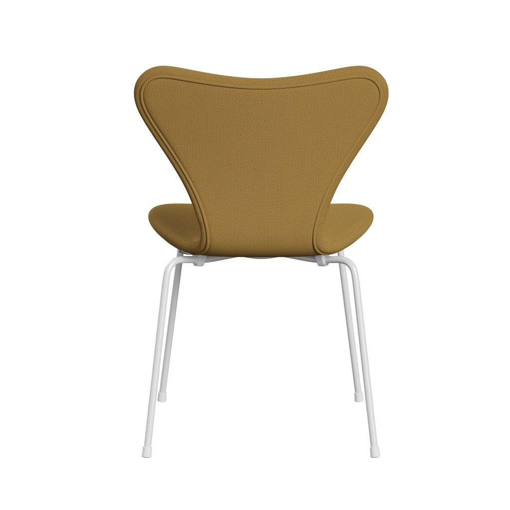 Fritz Hansen 3107 Stol Fuldpolstret, Hvid/Capture Light Mustard