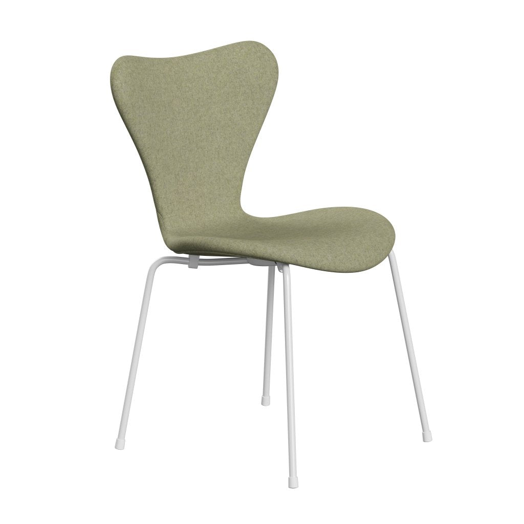 Fritz Hansen 3107 Stol Fuldpolstret, Hvid/Divina Md Palegreen