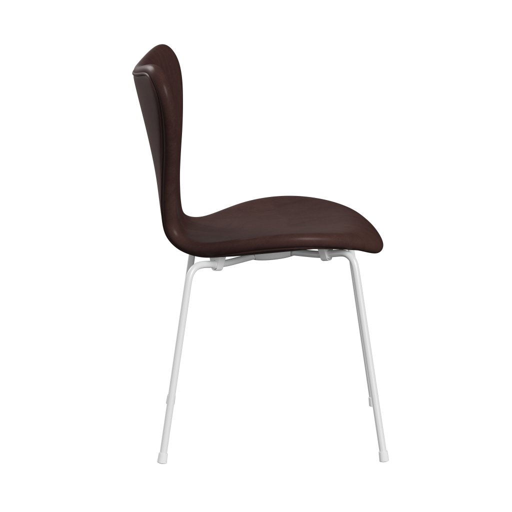 Fritz Hansen 3107 Stol Fuldpolstret, Hvid/Embrace Chokolade