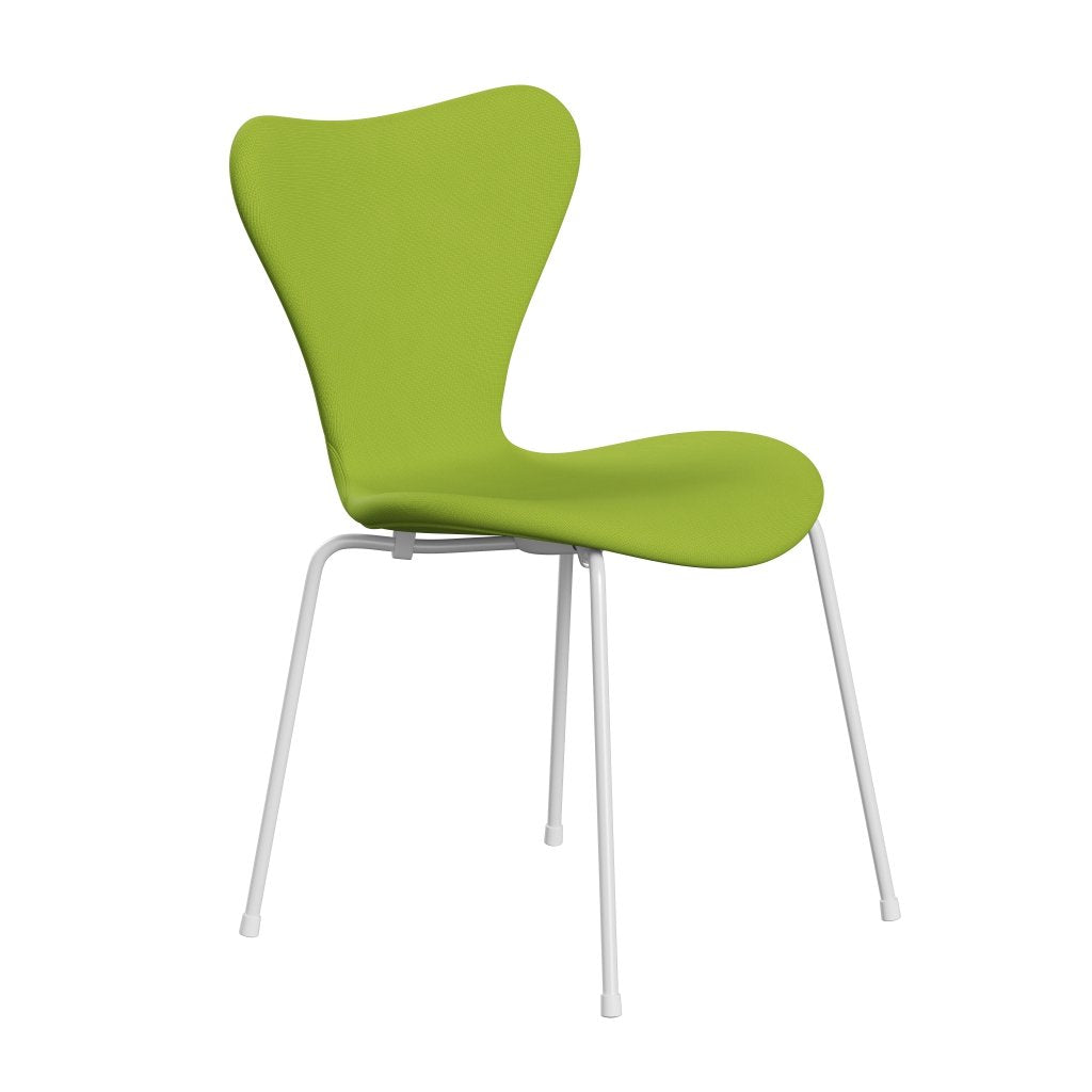 Fritz Hansen 3107 Stol Fuldpolstret, Hvid/Fame Neon Grøn