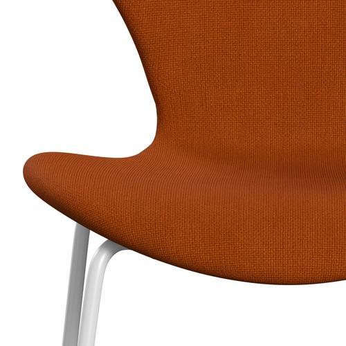 Fritz Hansen 3107 Stol Fuldpolstret, Hvid/Hallingdal Orange (Hal547)