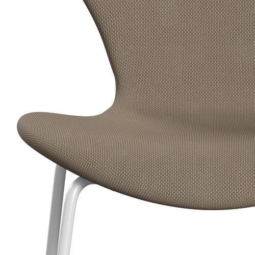 Fritz Hansen 3107 Stol Fuldpolstret, Hvid/Re-Wool Beige/Neutral