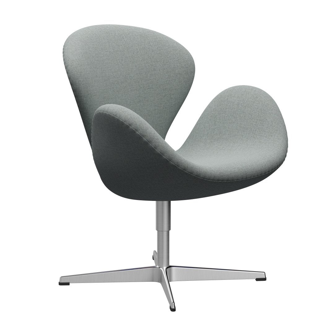 Fritz Hansen Svanenstol, Satinpoleret Aluminium/Re-Wool Pale Aqua/Natural