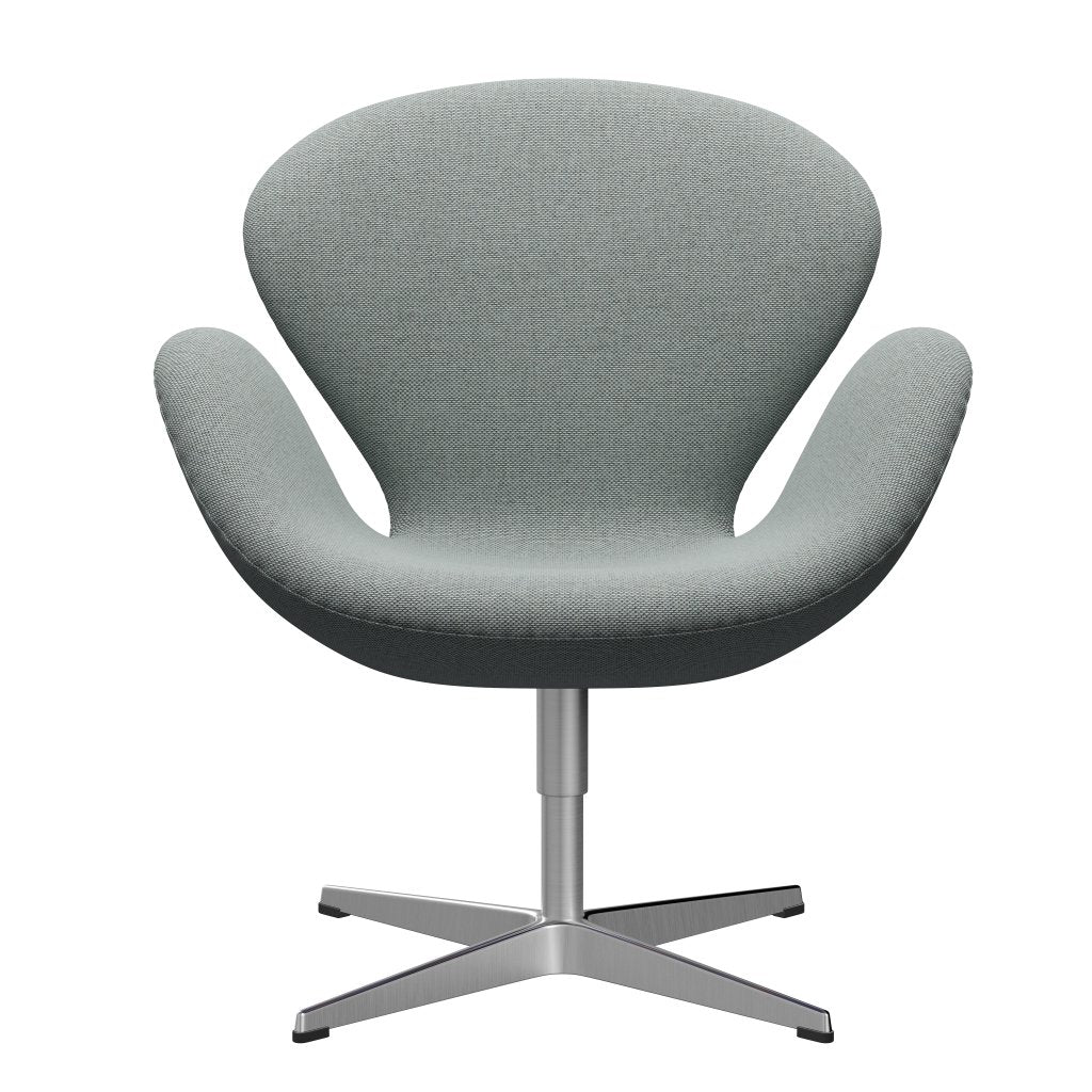 Fritz Hansen Svanenstol, Satinpoleret Aluminium/Re-Wool Pale Aqua/Natural